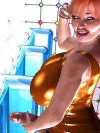 busty dickgirl in shiny latex
