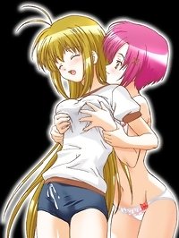 anime futanari lesbians have fun in dark room